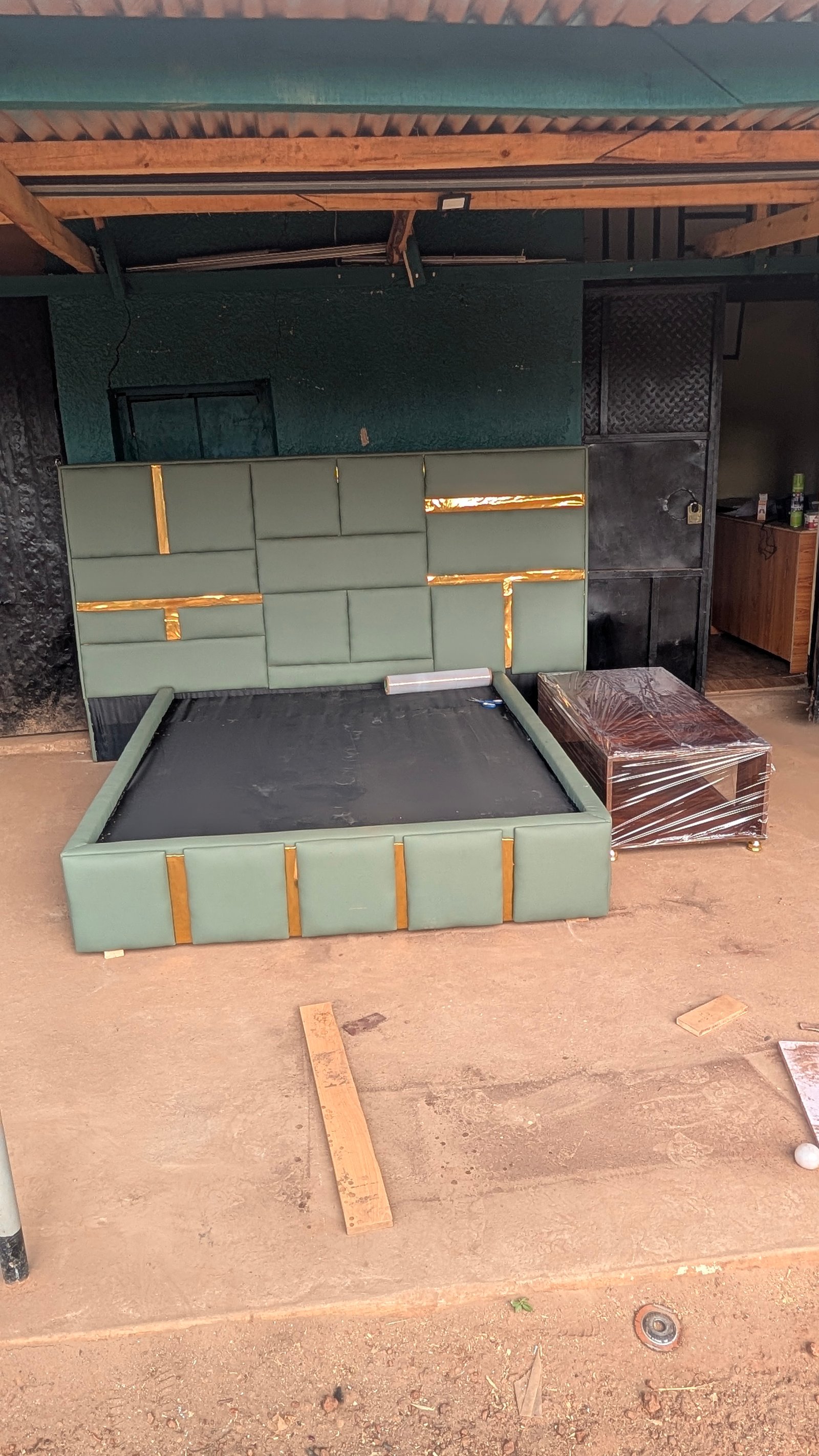 Custom upholstered bed detail
